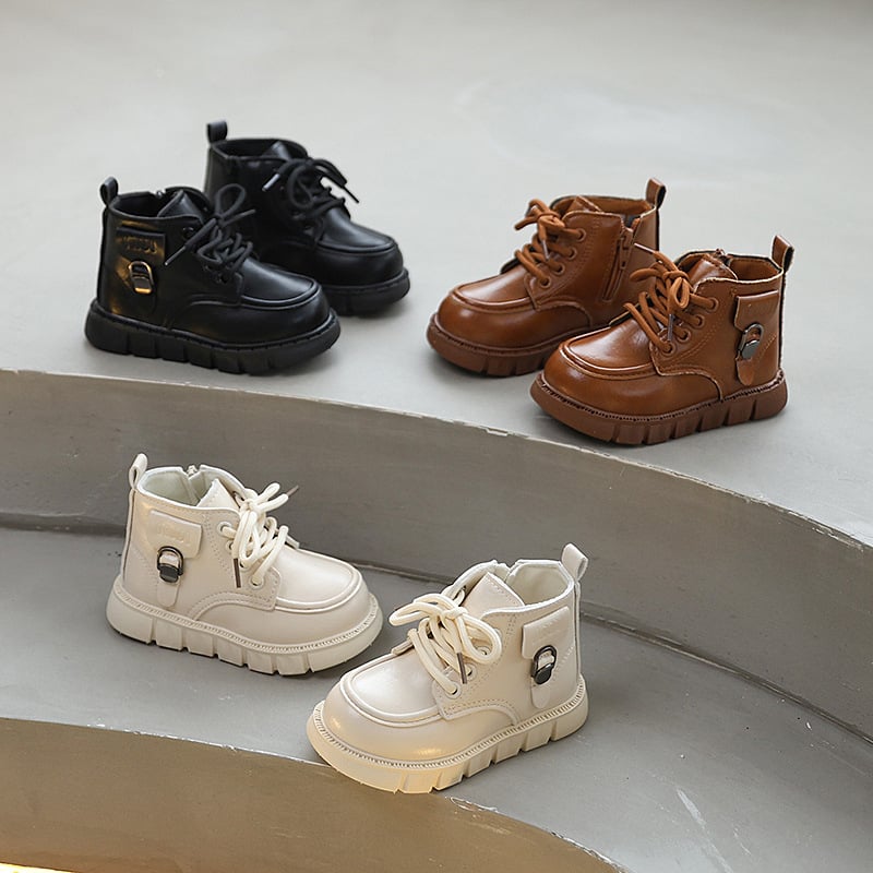 Ghete Martin copii cu fermoar lateral, talpă din cauciuc antiderapant, partea superioară din piele artificială, unisex, potrivite pentru iarnă, primăvară și toamnă, lansare primăvara 2025