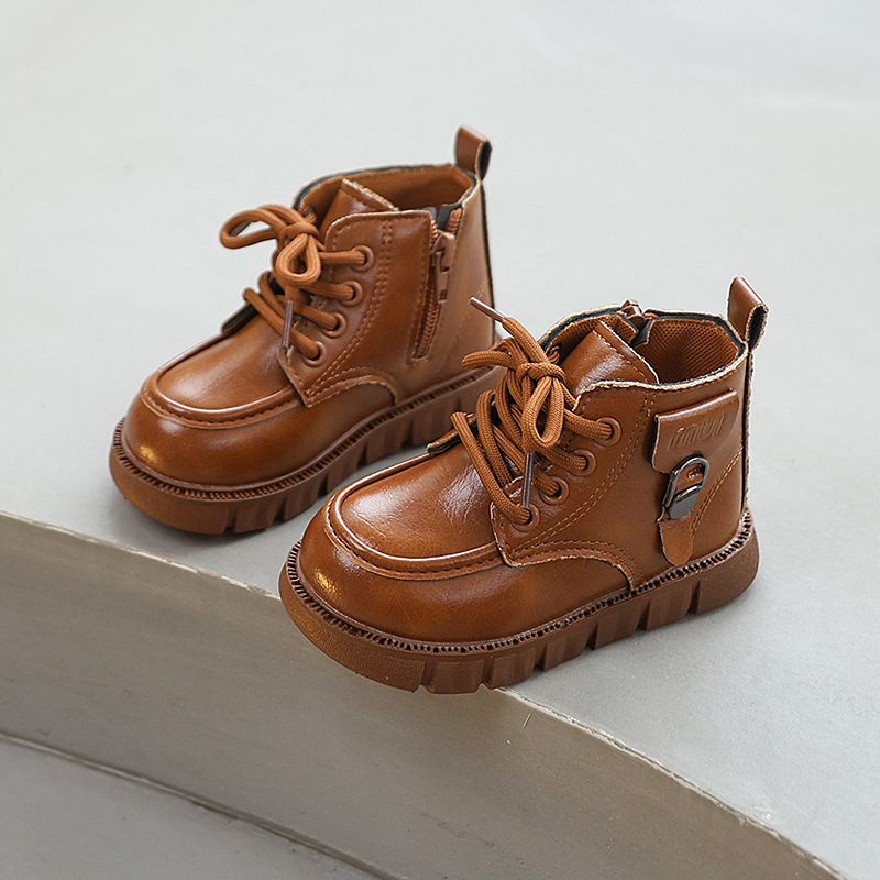 Ghete Martin copii cu fermoar lateral, talpă din cauciuc antiderapant, partea superioară din piele artificială, unisex, potrivite pentru iarnă, primăvară și toamnă, lansare primăvara 2025