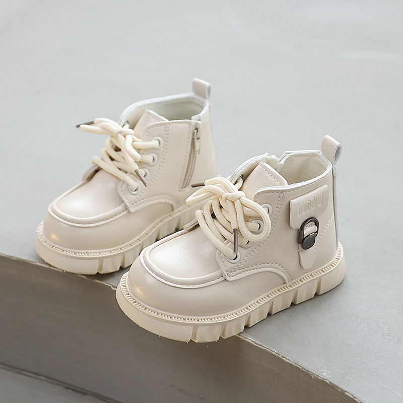 Ghete Martin copii cu fermoar lateral, talpă din cauciuc antiderapant, partea superioară din piele artificială, unisex, potrivite pentru iarnă, primăvară și toamnă, lansare primăvara 2025