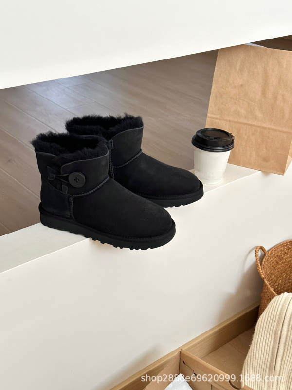Детски ботуши за сняг с пухено овче горно покритие, кожа от крави, EVA подметка, къс гърло, ток 1–3 см