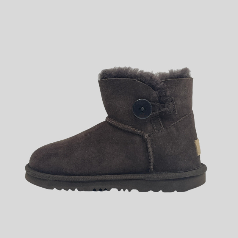 Детски ботуши за сняг с пухено овче горно покритие, кожа от крави, EVA подметка, къс гърло, ток 1–3 см