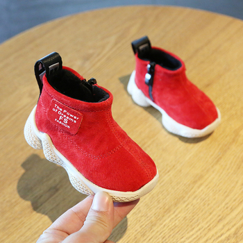 Ghete Martin pentru copii, iarnă, unicolor, fermoar lateral, antiderapante, călduroase, 1–3 ani, unisex