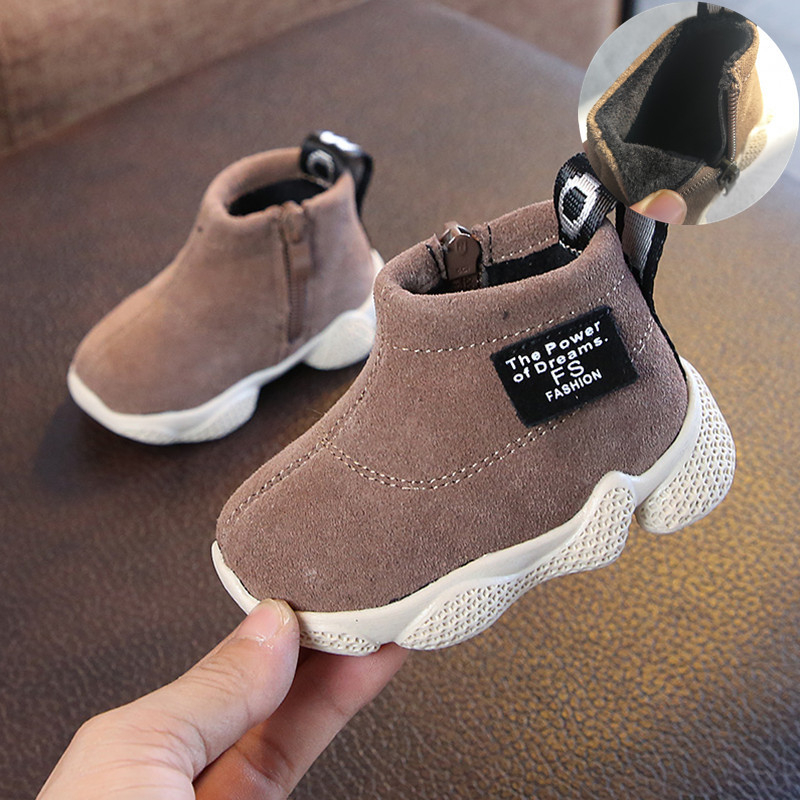 Ghete Martin pentru copii, iarnă, unicolor, fermoar lateral, antiderapante, călduroase, 1–3 ani, unisex