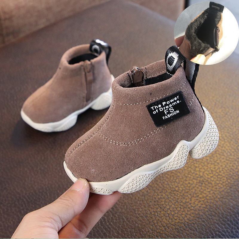 Ghete Martin pentru copii, iarnă, unicolor, fermoar lateral, antiderapante, călduroase, 1–3 ani, unisex