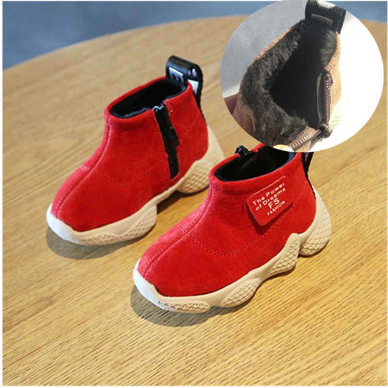 Ghete Martin pentru copii, iarnă, unicolor, fermoar lateral, antiderapante, călduroase, 1–3 ani, unisex