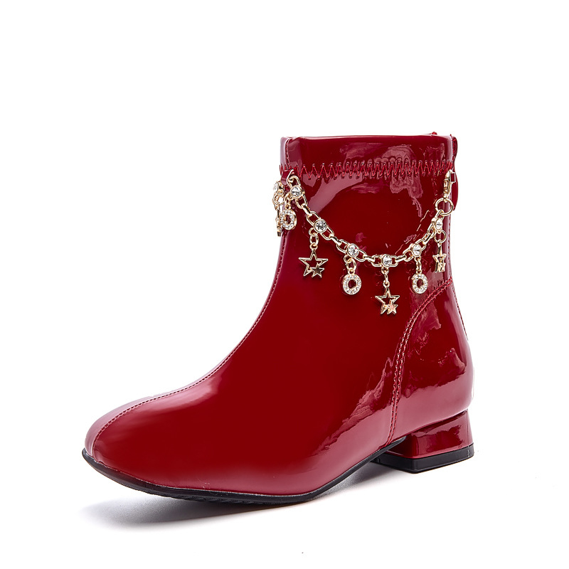 Dječje Martin čizme, 2026. godina jesen-zima, crne kožne čizme s krznom unutra, kratke dječje čizme