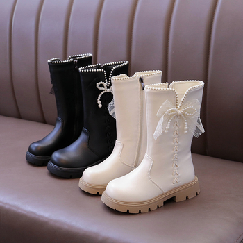 Момичешки ботуши Мартин, висок ботуш, изкуствена кожа горна част, гумена подметка, страничен цип, лек дизайн, подходящи за зима/есен/пролет