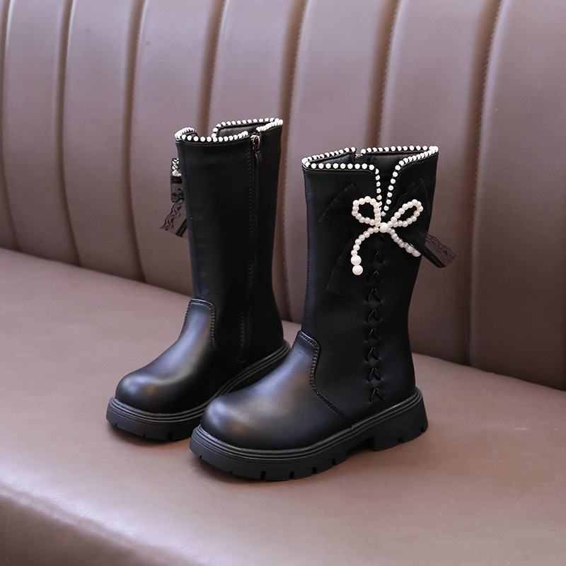 Момичешки ботуши Мартин, висок ботуш, изкуствена кожа горна част, гумена подметка, страничен цип, лек дизайн, подходящи за зима/есен/пролет