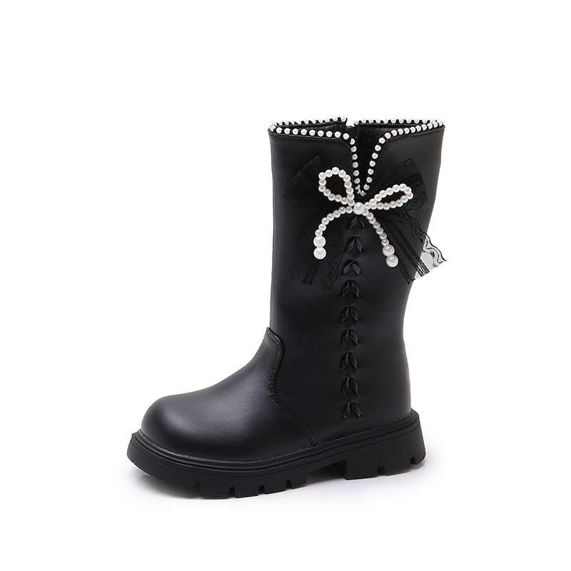 Момичешки ботуши Мартин, висок ботуш, изкуствена кожа горна част, гумена подметка, страничен цип, лек дизайн, подходящи за зима/есен/пролет