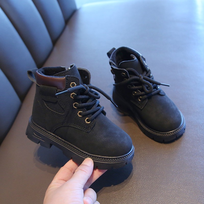 Deti Martin topánky z umelej kože, gumová podrážka, bočný zips, nízky holenný obvod, unisex