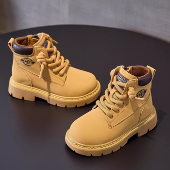 Gyerek Martin csizma valódi bőrből, gumi talppal, oldalsó cipzár, középmagas szár, uniszex, őszi-téli viselet