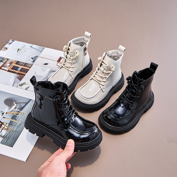 Dječje Martin čizme od lakirane kože, mekana gumena potplata, vodootporne, bočni zatvarač