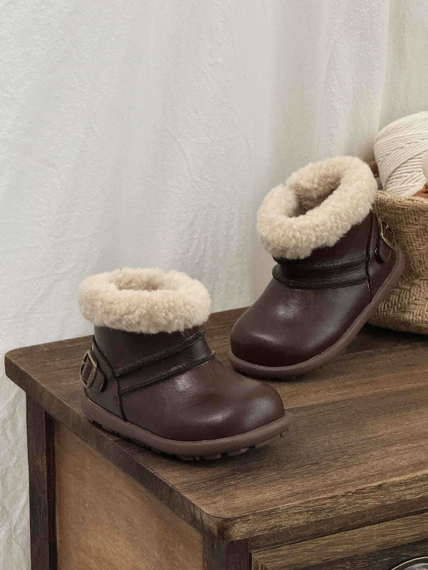 Dječje zimske čizme: vodootporne, otporne na mrlje, bočni zatvarač, protuklizna gumena potplat, vintage britanski stil
