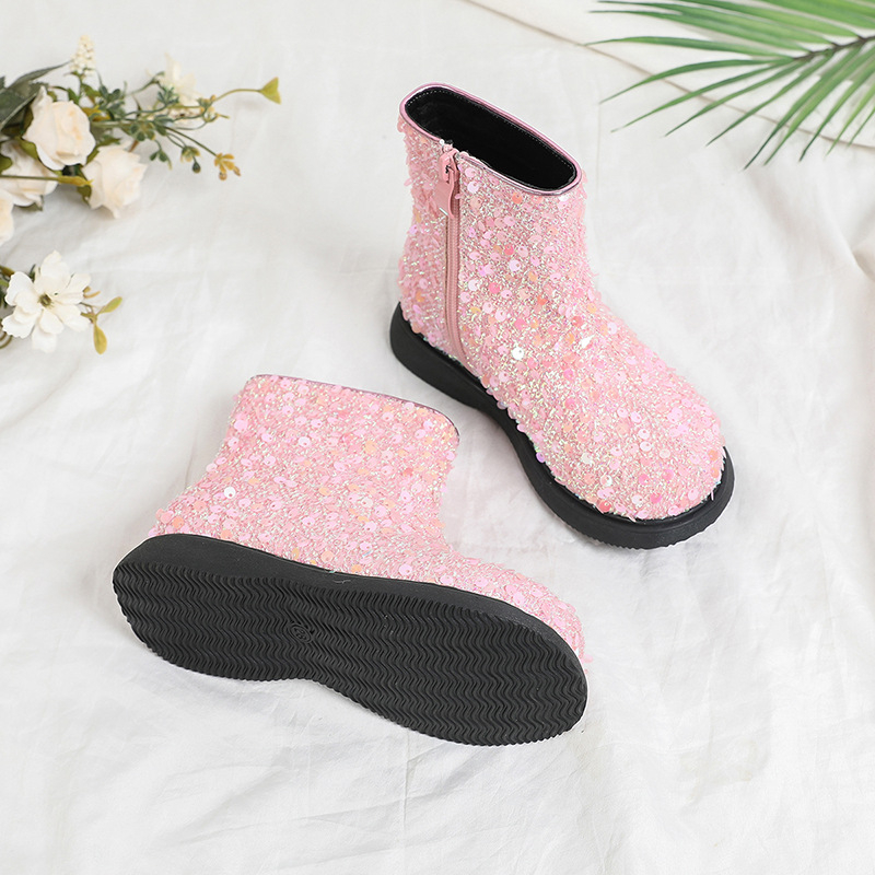 Dječje čizme s prinčevskim stilom, gornji dio od mikrovlaknastog kože, bočni zatvarač, srednja dužina cijevi, ulošak od umjetne kože, potplat od TPR