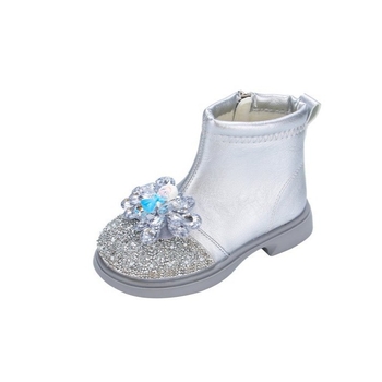 Dječje čizme za djevojčice, stil princeze, zima 2024, gornji dio od umjetne kože, gumeni đon, bočni zatvarač, karikaturni uzorak, za uzrast 4–6 godina