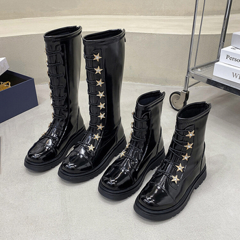 Dječje Martin čizme s natpisom slova, umjetna koža, visok kroj, bočni zatvarač, gumena potplat