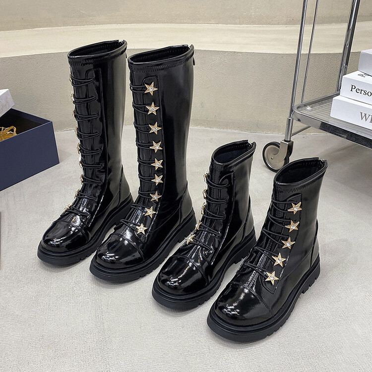 Dječje Martin čizme s natpisom slova, umjetna koža, visok kroj, bočni zatvarač, gumena potplat