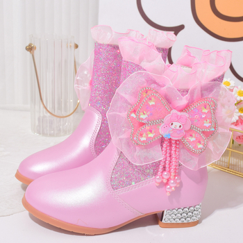 Dječje zimske modne čizme od umjetne kože, TPR potplat, protuklizne, tople, bočni zip