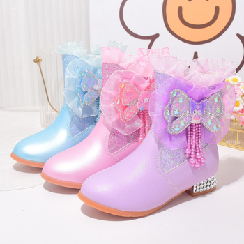 Dječje zimske modne čizme od umjetne kože, TPR potplat, protuklizne, tople, bočni zip