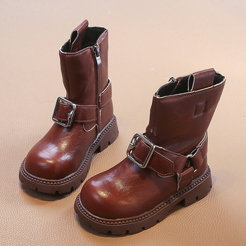Dječje modne čizme - gornji dio od umjetne kože, gumena potplata, jesen 2025, za djecu uzrasta 4–16 godina