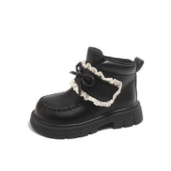 Djevojčice Martin čizme, PU gornji dio, Velcro zatvarač, srednja visina čizme, gumena potplat, podstava od umjetne krzno (britanski stil, 4–12 godina)