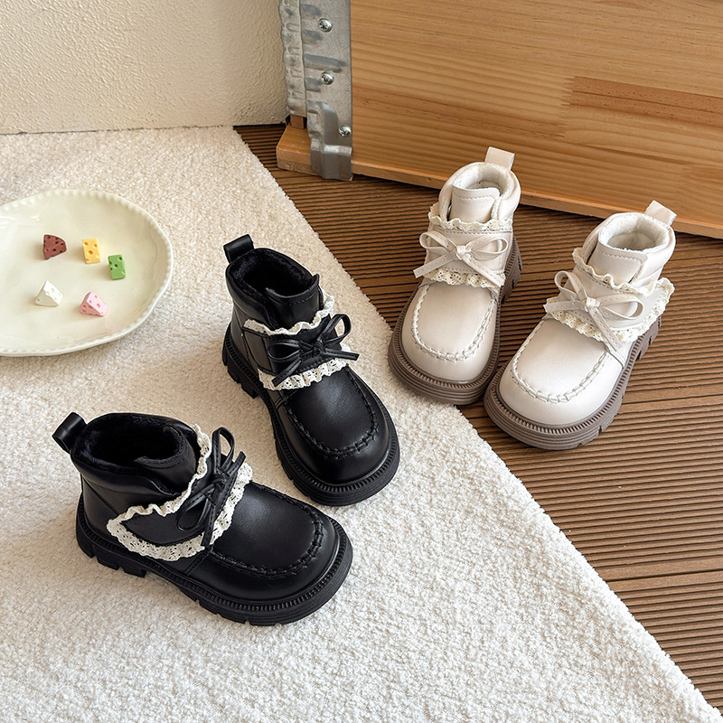 Djevojčice Martin čizme, PU gornji dio, Velcro zatvarač, srednja visina čizme, gumena potplat, podstava od umjetne krzno (britanski stil, 4–12 godina)