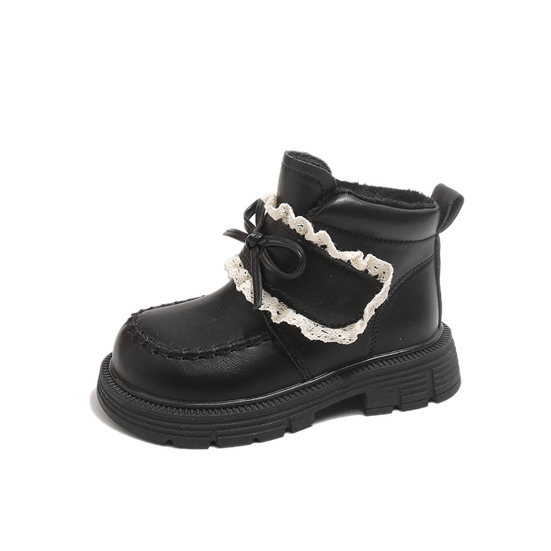 Djevojčice Martin čizme, PU gornji dio, Velcro zatvarač, srednja visina čizme, gumena potplat, podstava od umjetne krzno (britanski stil, 4–12 godina)