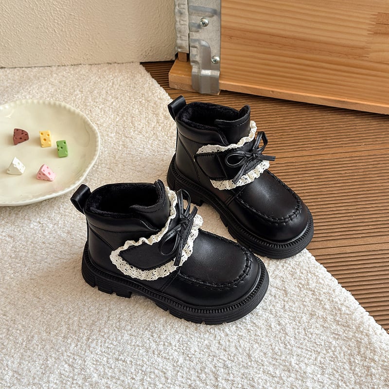 Djevojčice Martin čizme, PU gornji dio, Velcro zatvarač, srednja visina čizme, gumena potplat, podstava od umjetne krzno (britanski stil, 4–12 godina)