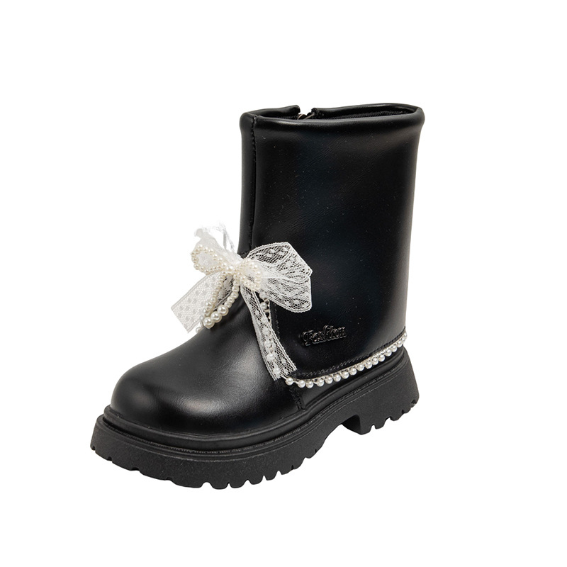 Ghete pentru fetițe, căptușite cu catifea, înălțime medie, iarnă, fermoar lateral, talpă din cauciuc antiderapant