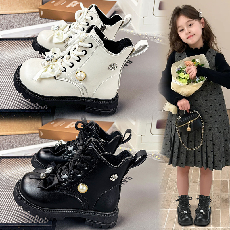 Dječje Martin čizme za jesen-zimu, gornji dio od umjetne kože, srednji visoki dio potkoljenice, prednje vezivanje, gumena potplat