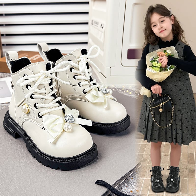 Dječje Martin čizme za jesen-zimu, gornji dio od umjetne kože, srednji visoki dio potkoljenice, prednje vezivanje, gumena potplat