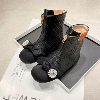 Čizme Martina za djevojčice, karirani uzorak, Ultrafilm koža, prednji zatvarač, gumeni potplat, stil princeze