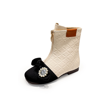 Čizme Martina za djevojčice, karirani uzorak, Ultrafilm koža, prednji zatvarač, gumeni potplat, stil princeze