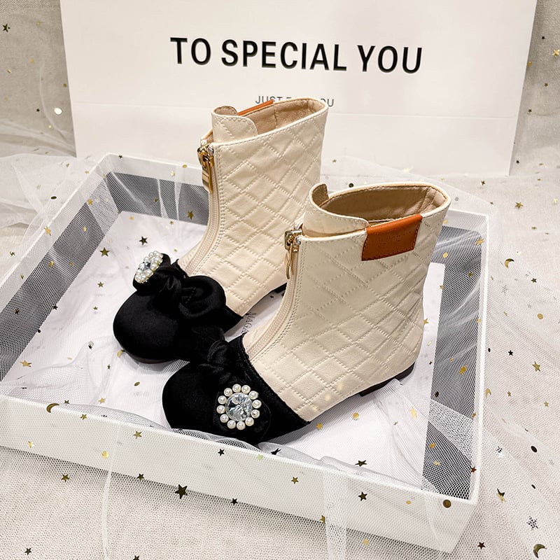 Čizme Martina za djevojčice, karirani uzorak, Ultrafilm koža, prednji zatvarač, gumeni potplat, stil princeze