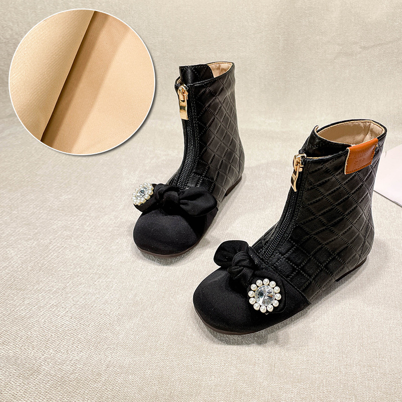 Čizme Martina za djevojčice, karirani uzorak, Ultrafilm koža, prednji zatvarač, gumeni potplat, stil princeze