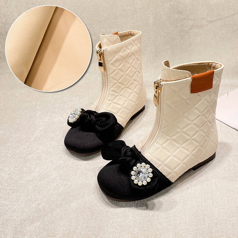 Čizme Martina za djevojčice, karirani uzorak, Ultrafilm koža, prednji zatvarač, gumeni potplat, stil princeze