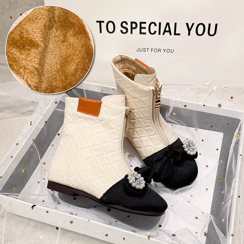 Čizme Martina za djevojčice, karirani uzorak, Ultrafilm koža, prednji zatvarač, gumeni potplat, stil princeze