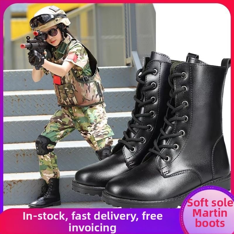 Dječje zimske čizme u vojničkom stilu, gornji dio od split kože, đon od prirodnog kaučuka, za uzrast 1-3 godine