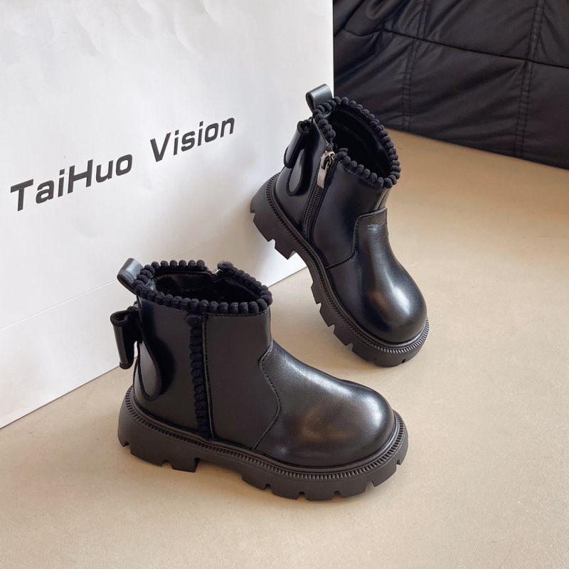 Dječje martinske čizme s fleksi podstavom, umjetna koža, gumeni potplat, stražnji zatvarač, mašna