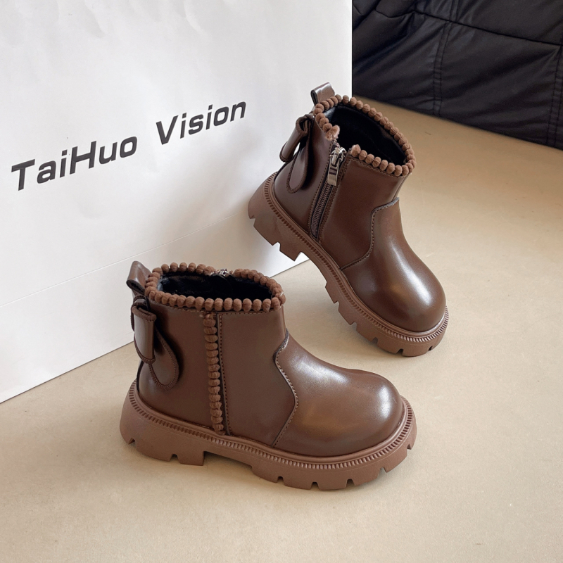 Dječje martinske čizme s fleksi podstavom, umjetna koža, gumeni potplat, stražnji zatvarač, mašna