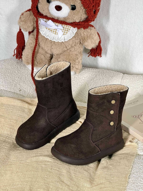 Xshx dječje modne čizme, unisex, gornji dio od fleecea, gumena potplat, bočni zatvarač, dvostruko nošenje