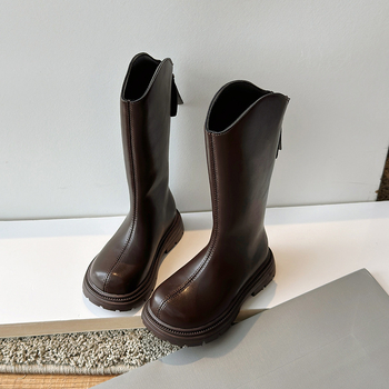 Ghete de iarnă pentru fete, din piele artificială, căptușite cu fleece, înălțime peste gleznă, fermoar la spate