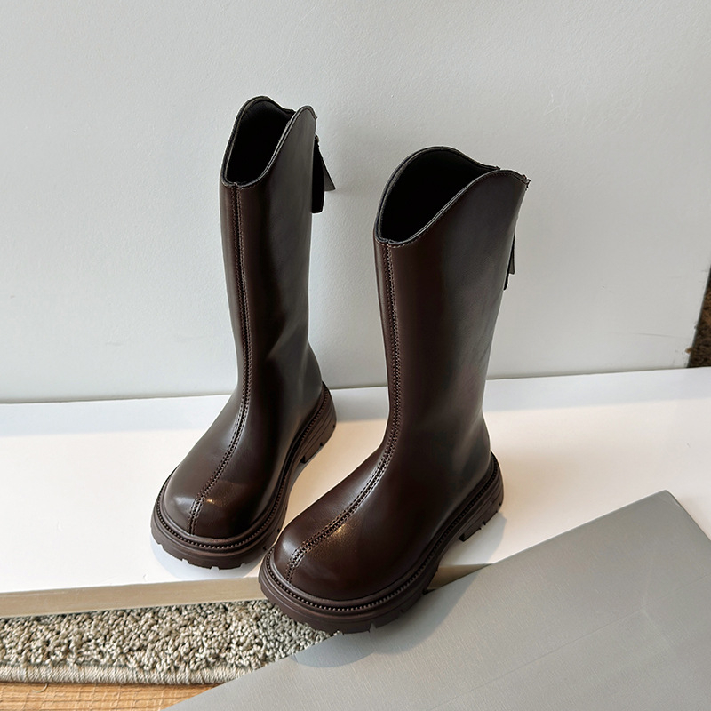 Ghete de iarnă pentru fete, din piele artificială, căptușite cu fleece, înălțime peste gleznă, fermoar la spate