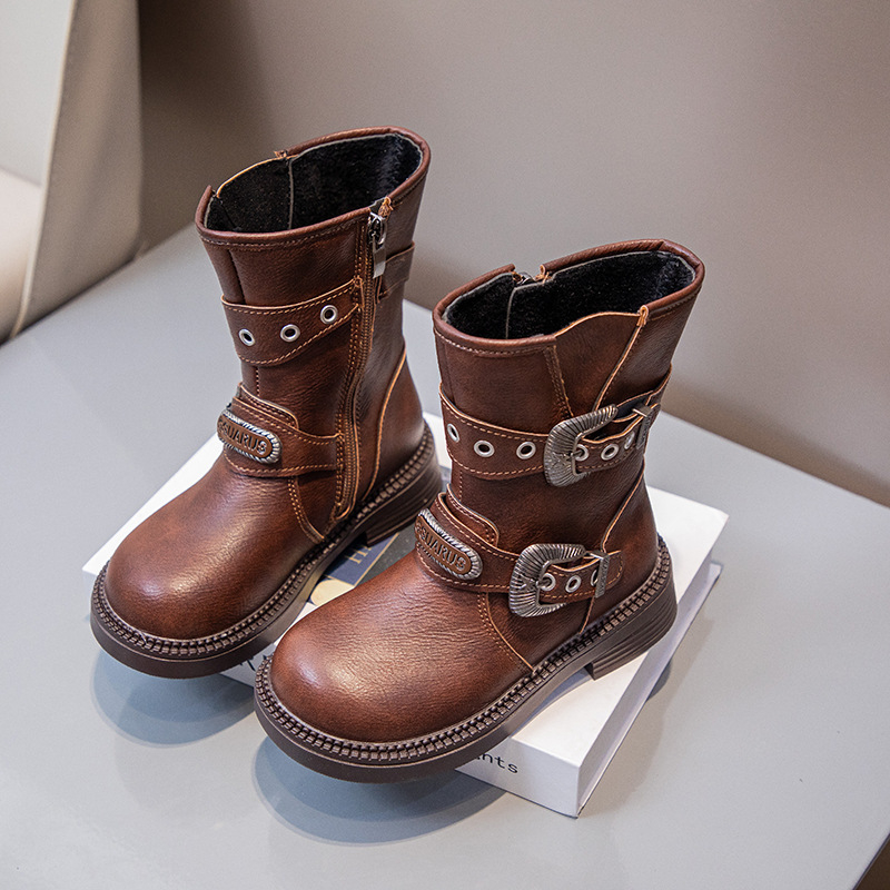 Dječje Martin čizme s fleece unutrašnjosti, gornji dio od umjetne kože, gumena potplat, srednja visina potkoljenice, jesen-zima 2024