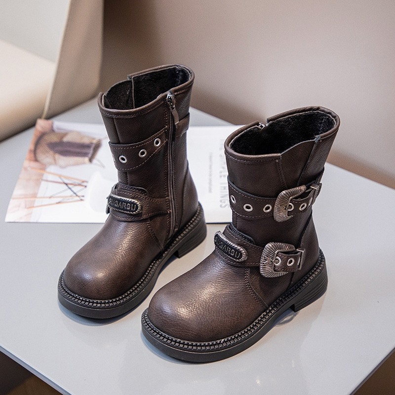 Dječje Martin čizme s fleece unutrašnjosti, gornji dio od umjetne kože, gumena potplat, srednja visina potkoljenice, jesen-zima 2024