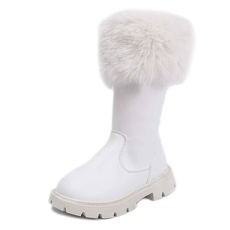 Dječje čizme za snijeg za djevojčice, visok korak, jednobojne, gornji dio: mikrovlaknasta koža, potplat: guma, bočni zatvarač