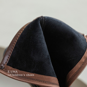 Dječje čizme do koljena za djevojčice, britanski stil, PU gornji dio, gumeni potplat, zimske čizme, za dob 4–16 godina