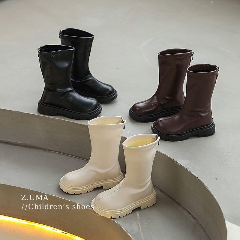 Dječje čizme do koljena za djevojčice, britanski stil, PU gornji dio, gumeni potplat, zimske čizme, za dob 4–16 godina