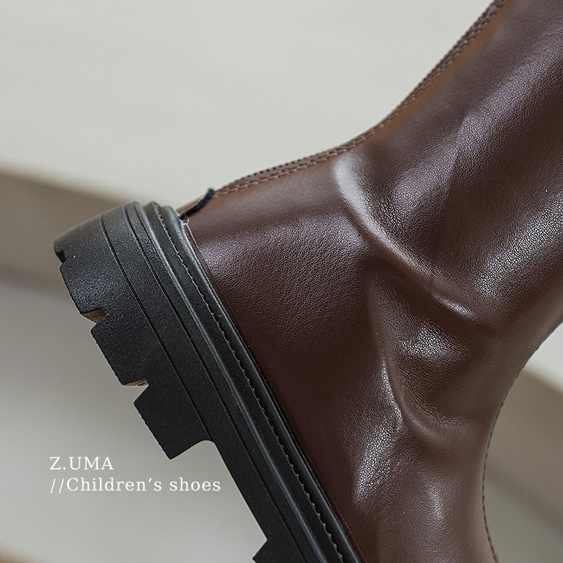 Dječje čizme do koljena za djevojčice, britanski stil, PU gornji dio, gumeni potplat, zimske čizme, za dob 4–16 godina