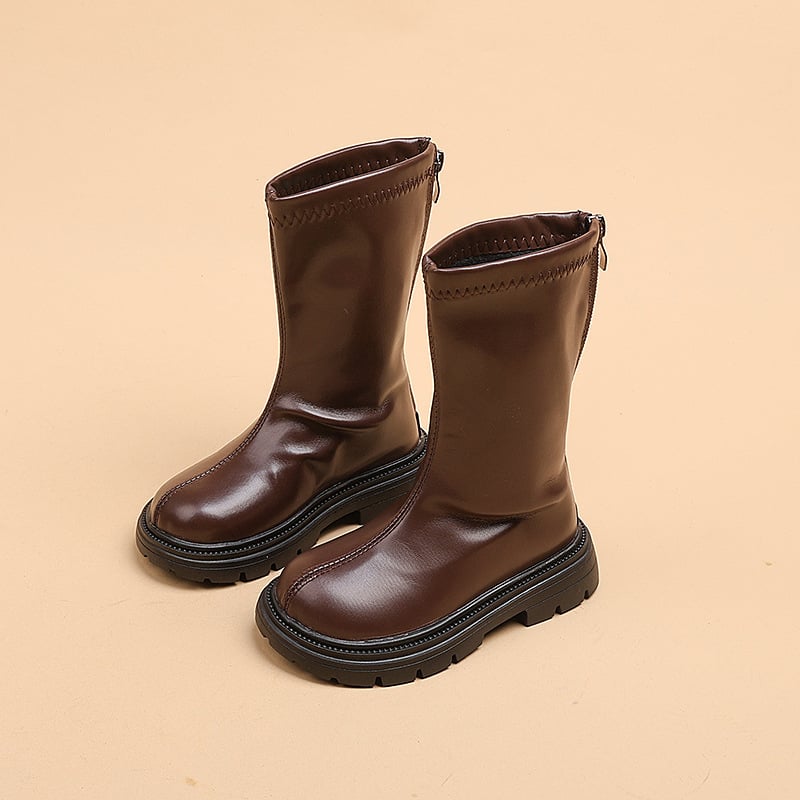 Dječje čizme do koljena za djevojčice, britanski stil, PU gornji dio, gumeni potplat, zimske čizme, za dob 4–16 godina